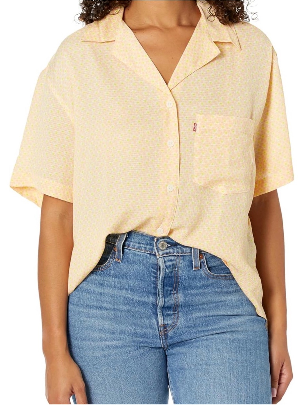 Levi's Yellow Short Sleeve Button-Down Camp Shirt